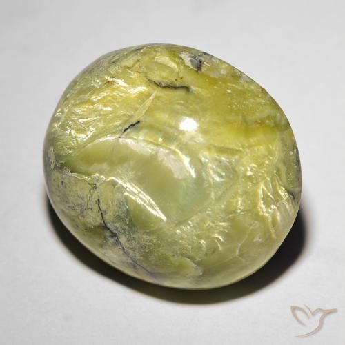 Opale œil de chat Vert chaud naturelle ovale, 18.56 ct, Opaque