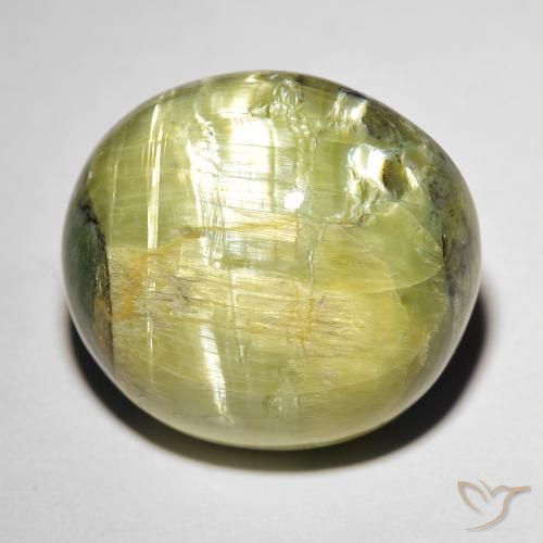 17.84ct Naturel Vert chaud Opale œil de chat, ovale, Opaque