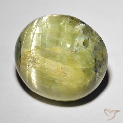 Opale œil de chat Vert chaud naturelle ovale, 17.84 ct, Opaque