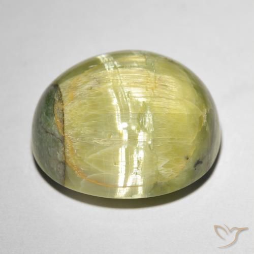 Opale œil de chat Vert chaud naturelle ovale, 17.84 ct, Opaque