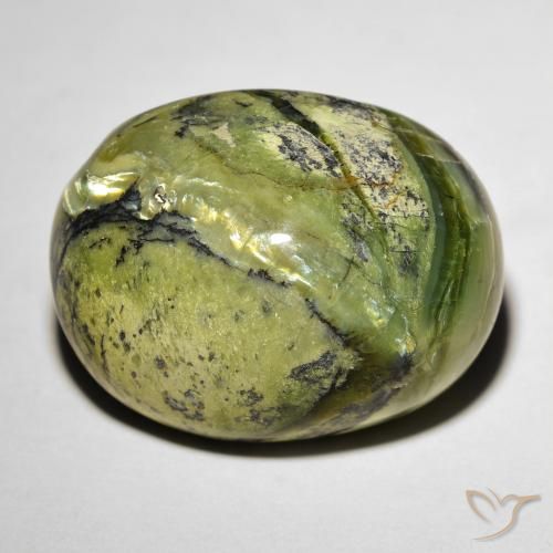 15.89ct Naturel Vert terre Opale œil de chat, ovale, Opaque