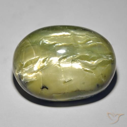 38.44ct Naturel Vert terre Opale œil de chat, ovale, Opaque