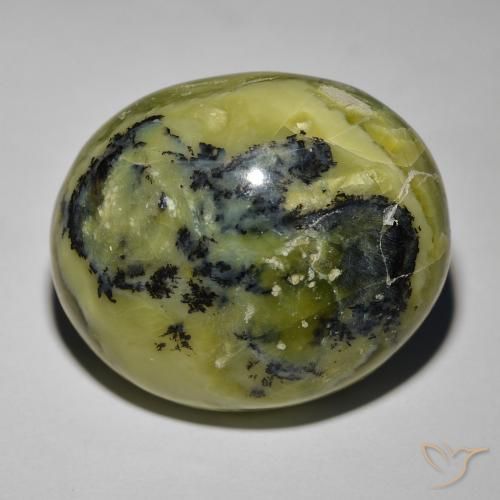 34.72ct Naturel Vert jaunâtre Opale œil de chat, ovale, Opaque