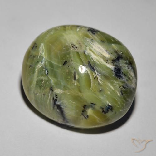 Opale œil de chat Vert moyen naturelle ovale, 17.19 ct, Opaque