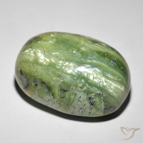 25.54ct Naturel Vert moyen Opale œil de chat, ovale, Opaque
