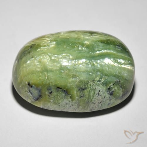 Opale œil de chat Vert moyen naturelle ovale, 25.54 ct, Opaque