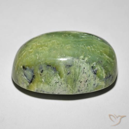 Opale œil de chat Vert moyen naturelle ovale, 25.54 ct, Opaque