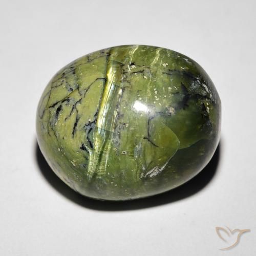 11.27ct Naturel Vert terre Opale œil de chat, ovale, Opaque