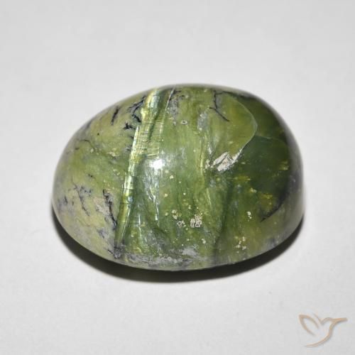 Opale œil de chat Vert terre naturelle ovale, 11.27 ct, Opaque