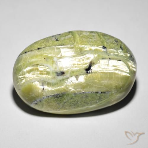 21.88ct Naturel Vert terre Opale œil de chat, ovale, Opaque