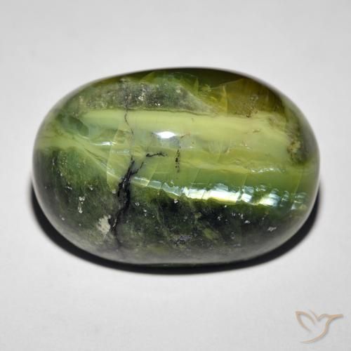 27.34ct Naturel Vert chaud Opale œil de chat, ovale, Opaque
