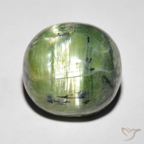 9.37ct Naturel Vert chaud Opale œil de chat, ovale, Opaque