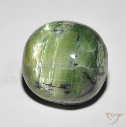 Opale œil de chat Vert chaud naturelle ovale, 9.37 ct, Opaque
