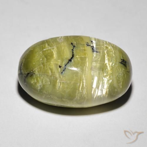 8.46ct Naturel Vert terre Opale œil de chat, ovale, Opaque