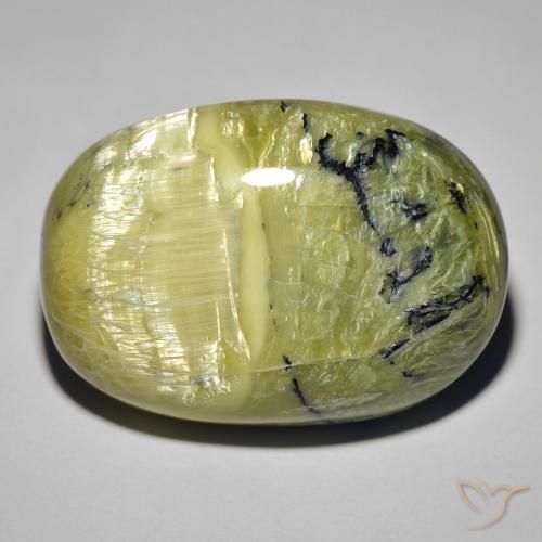 39.60ct Naturel Vert terre Opale œil de chat, ovale, Opaque