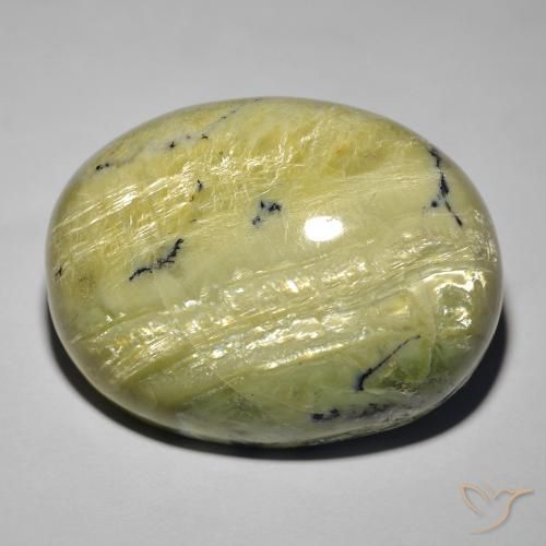 36.45ct Naturel Vert jaunâtre Opale œil de chat, ovale, Opaque