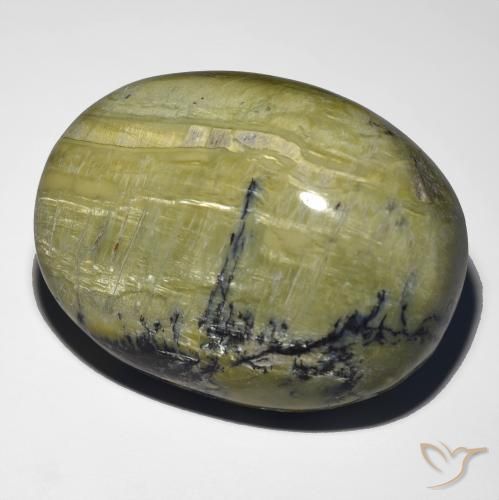 48.21ct Naturel Vert terre Opale œil de chat, ovale, Opaque