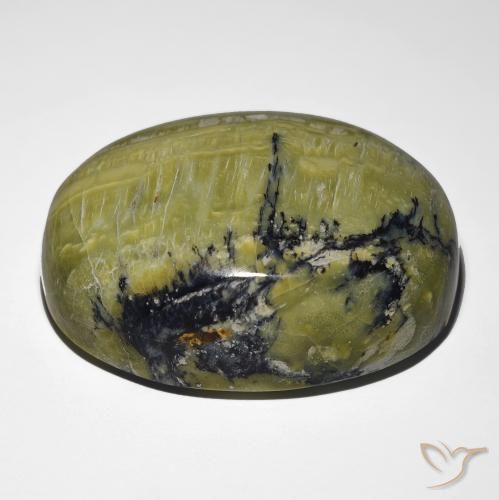 Opale œil de chat Vert terre naturelle ovale, 48.21 ct, Opaque