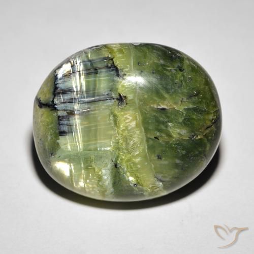 18.85ct Naturel Vert jaunâtre Opale œil de chat, ovale, Opaque