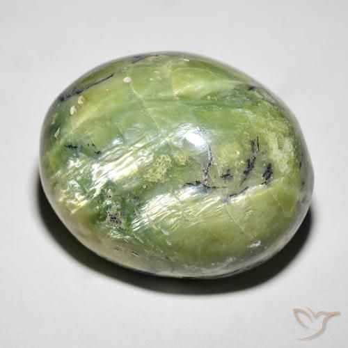 27.05ct Naturel Vert jaunâtre Opale œil de chat, ovale, Opaque