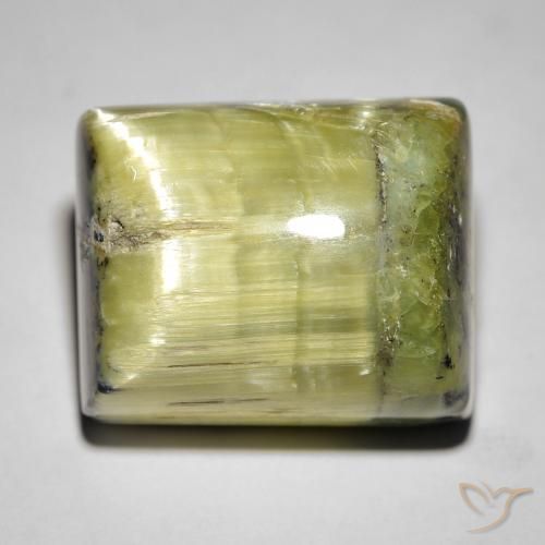 28.65ct Naturel Vert moyen Opale œil de chat, Baquette, Opaque