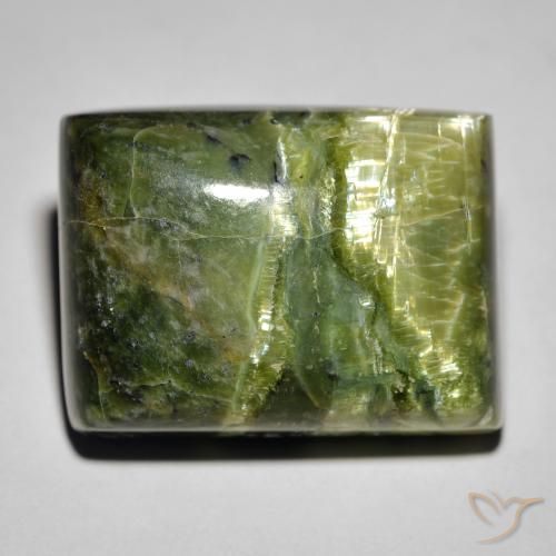 25.23ct Naturel Vert terre Opale œil de chat, Baquette, Opaque