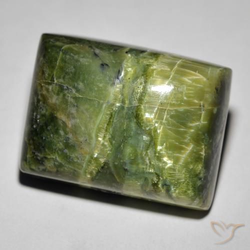 Opale œil de chat Vert terre naturelle Baquette, 25.23 ct, Opaque