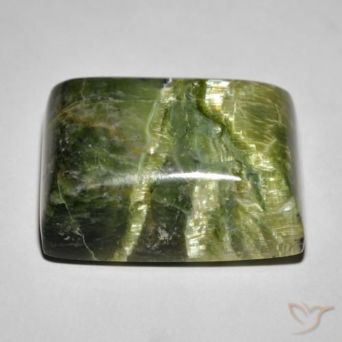 Opale œil de chat Vert terre naturelle Baquette, 25.23 ct, Opaque