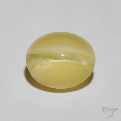 3.43ct Naturel Jaune pâle Opale œil de chat, ovale, Opaque