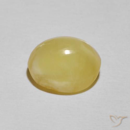 Opale œil de chat Jaune pâle naturelle ovale, 3.43 ct, Opaque