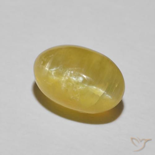 Opale œil de chat Jaune clair naturelle ovale, 3.78 ct, Opaque