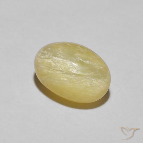 Opale œil de chat Jaune Dijon très clair naturelle ovale, 2.89 ct, Opaque