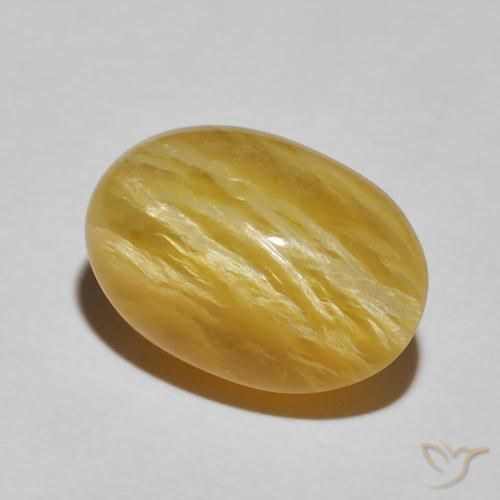 Opale œil de chat Jaune riche naturelle ovale, 8.30 ct, Opaque