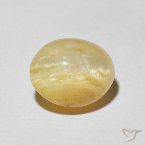 3.43ct Naturel Jaune moyen Opale œil de chat, ovale, Opaque