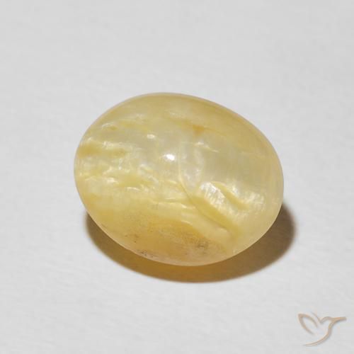 Opale œil de chat Jaune moyen naturelle ovale, 3.43 ct, Opaque