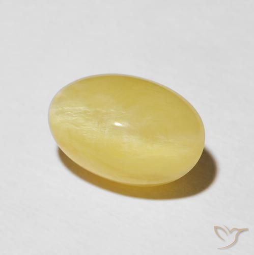Opale œil de chat Jaune clair naturelle ovale, 5.95 ct, Opaque