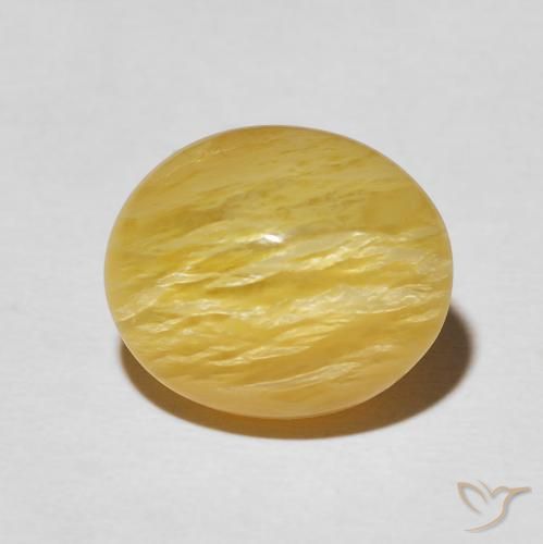 6.32ct Naturel Jaune solidage Opale œil de chat, ovale, Opaque
