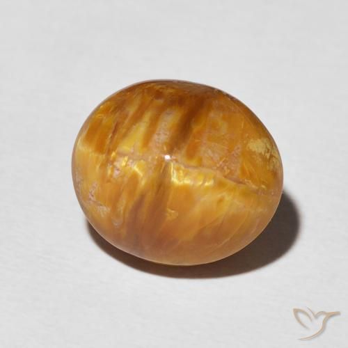 Opale œil de chat Orange foncé naturelle ovale, 5.76 ct, Opaque