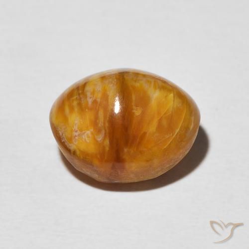 Opale œil de chat Orange foncé naturelle ovale, 5.76 ct, Opaque