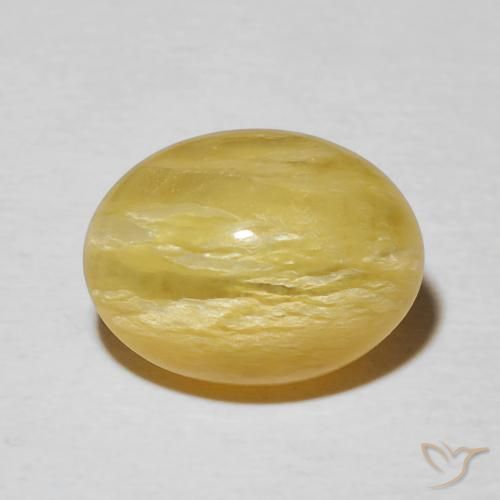 4.31ct Naturel Jaune solidage Opale œil de chat, ovale, Opaque