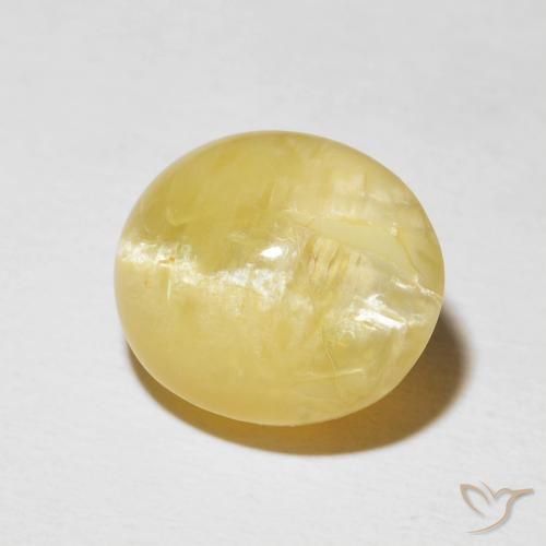 Opale œil de chat Jaune clair naturelle ovale, 5.87 ct, Opaque