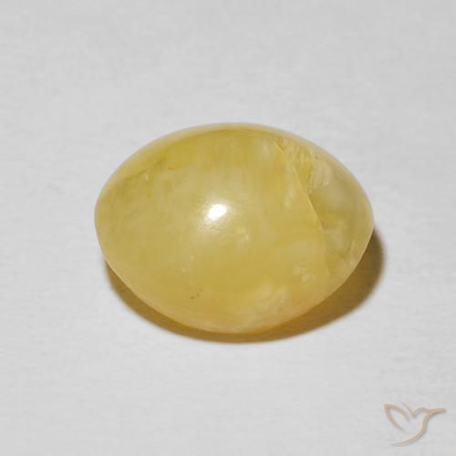 Opale œil de chat Jaune clair naturelle ovale, 5.87 ct, Opaque