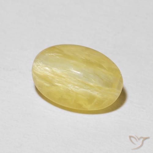 Opale œil de chat Jaune clair naturelle ovale, 2.52 ct, Opaque