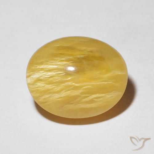 10.02ct Naturel Jaune solidage Opale œil de chat, ovale, Opaque