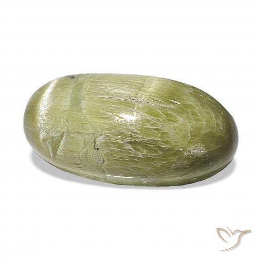 Opale œil de chat Vert jaunâtre naturelle ovale, 7.30 ct, Opaque