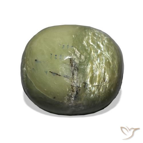 Opale œil de chat Vert terreux naturelle Coussin, 6.79 ct, Opaque
