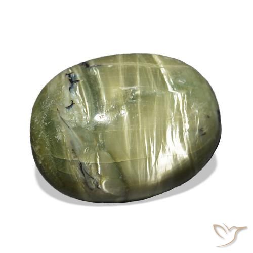 Opale œil de chat Vert jaunâtre naturelle ovale, 7.07 ct, Opaque