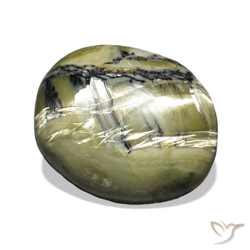 Opale œil de chat Vert jaunâtre naturelle ovale, 6.94 ct, Opaque
