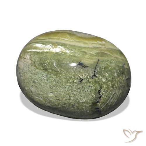 Opale œil de chat Vert grisâtre naturelle Coupe ovale, 12.06 ct, Opaque