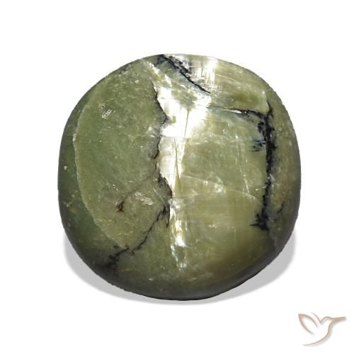 Opale œil de chat Vert chaud naturelle Coussin, 3.00 ct, Opaque